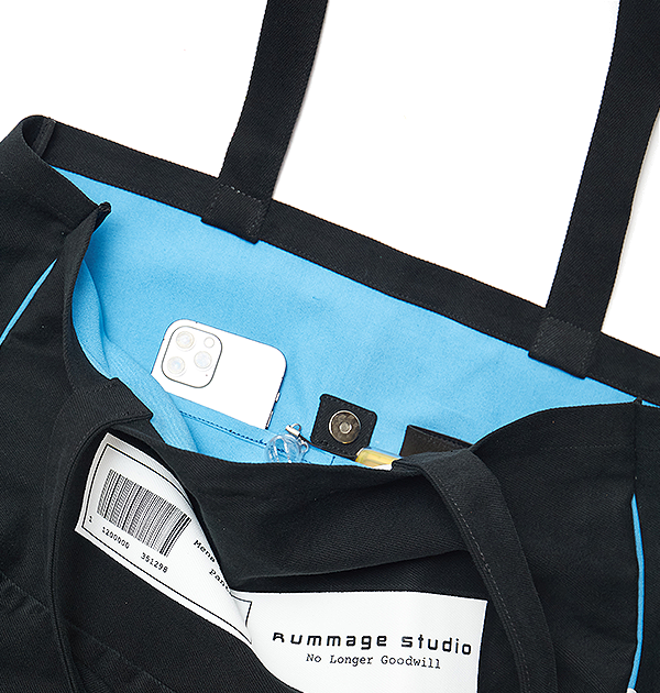 Black Denim NLG Barcode Large Tote Bag