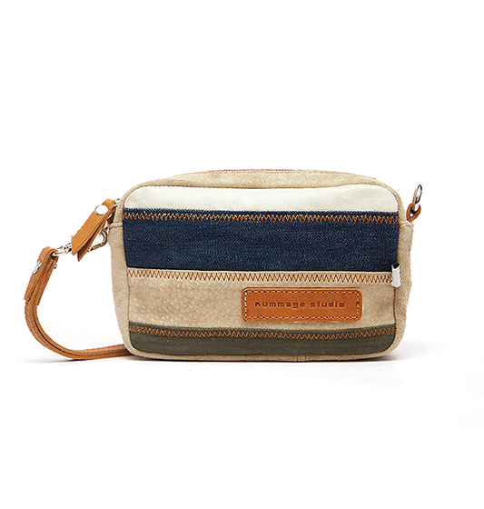 Zig Zag Sideways Strips Leather Crossbody Bag