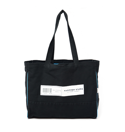 Black Denim NLG Barcode Large Tote Bag