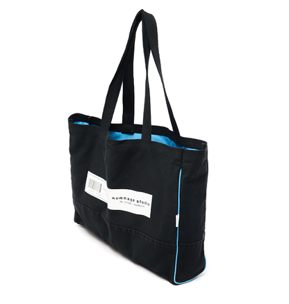 Black Denim NLG Barcode Large Tote Bag