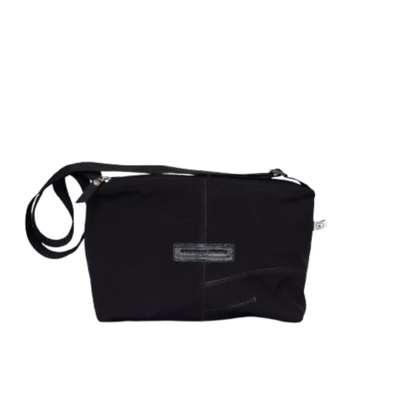 Black Double Zipped Sling Bag