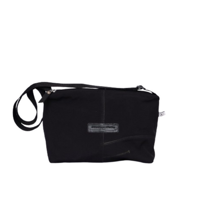 Black Double Zipped Sling Bag
