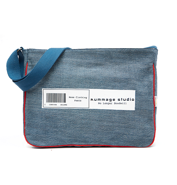 Blue Wash Denim NLG Barcode Satchel