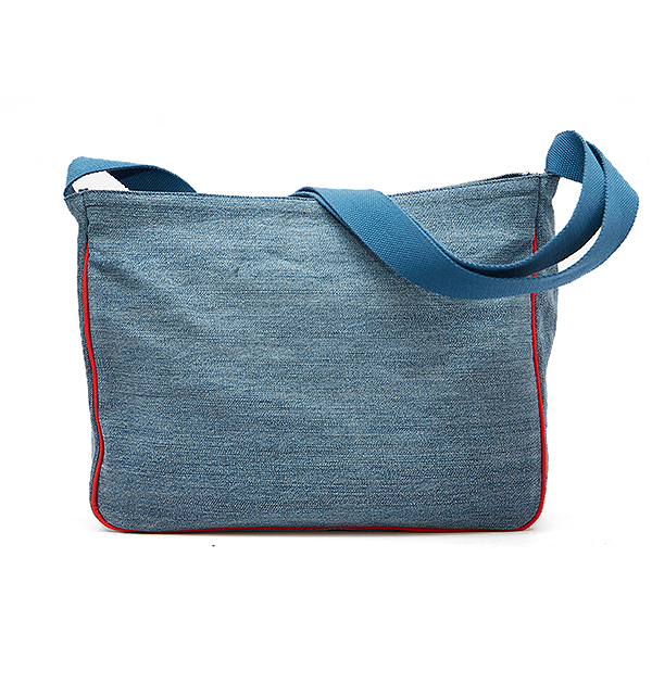 Blue Wash Denim NLG Barcode Satchel