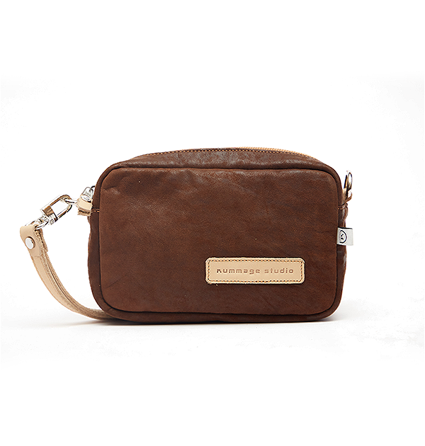 Chocolate Suede Leather Mini Crossbody Bag