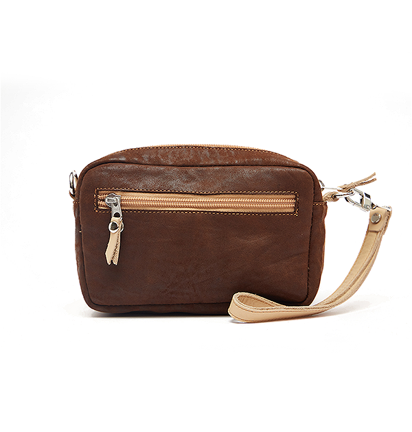 Chocolate Suede Leather Mini Crossbody Bag