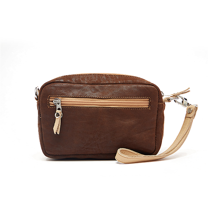 Chocolate Suede Leather Mini Crossbody Bag