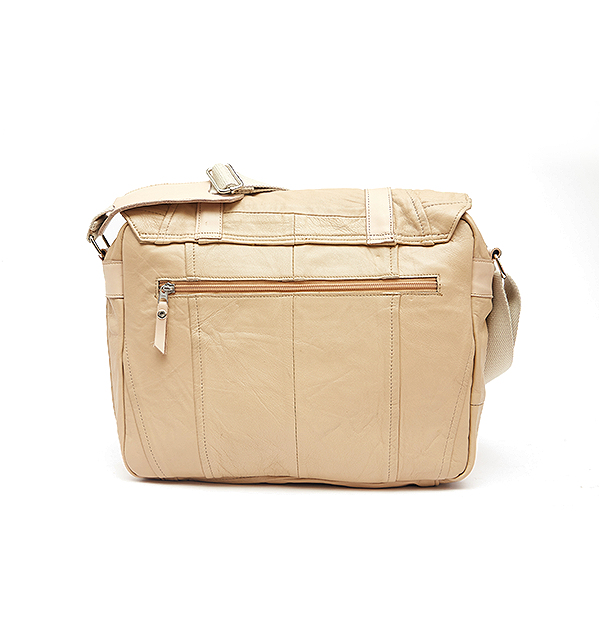 Egg Shell Leather Messenger Bag