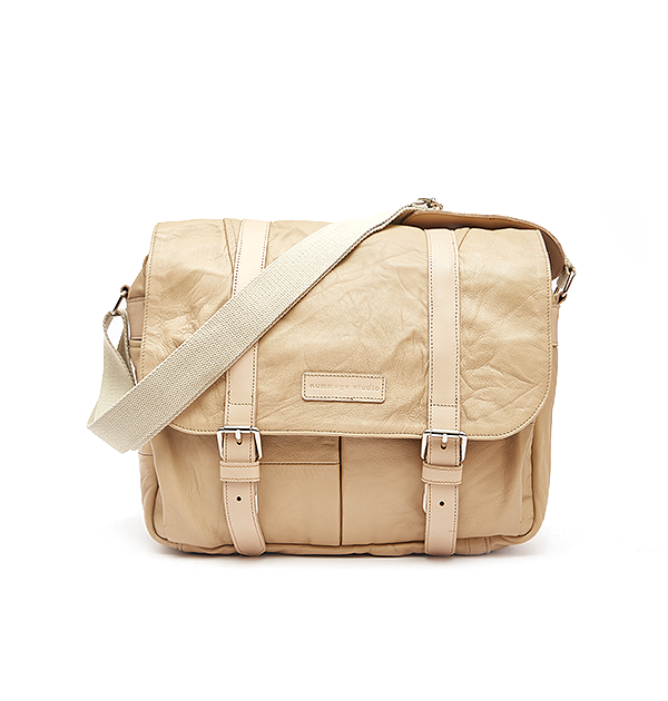 Egg Shell Leather Messenger Bag