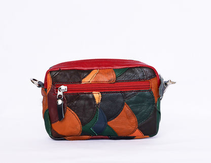 Mixed Leather Patchwork Crossbody Bag