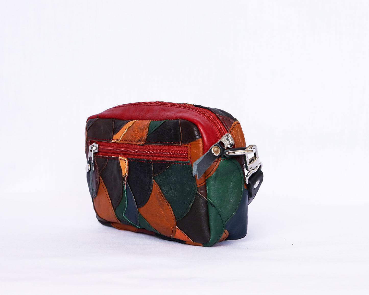Mixed Leather Patchwork Crossbody Bag
