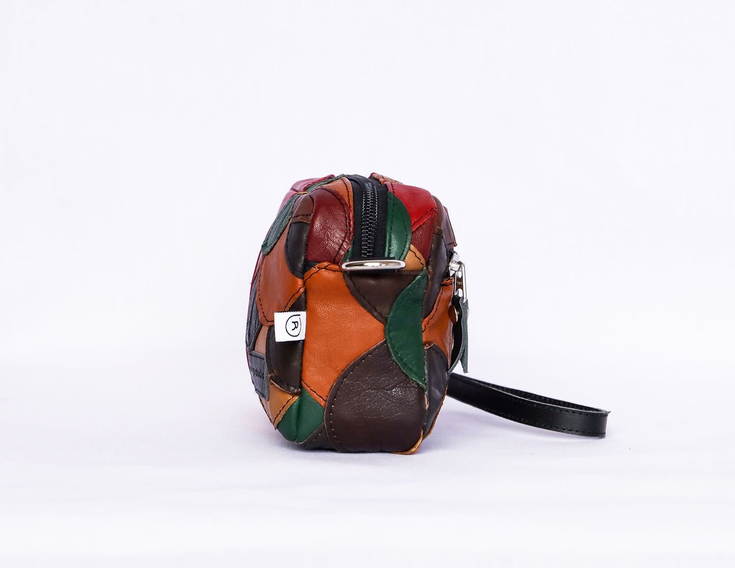 Mixed Leather Patchwork Crossbody Bag