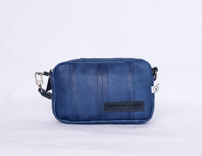 Blue Leather Crossbody Bag