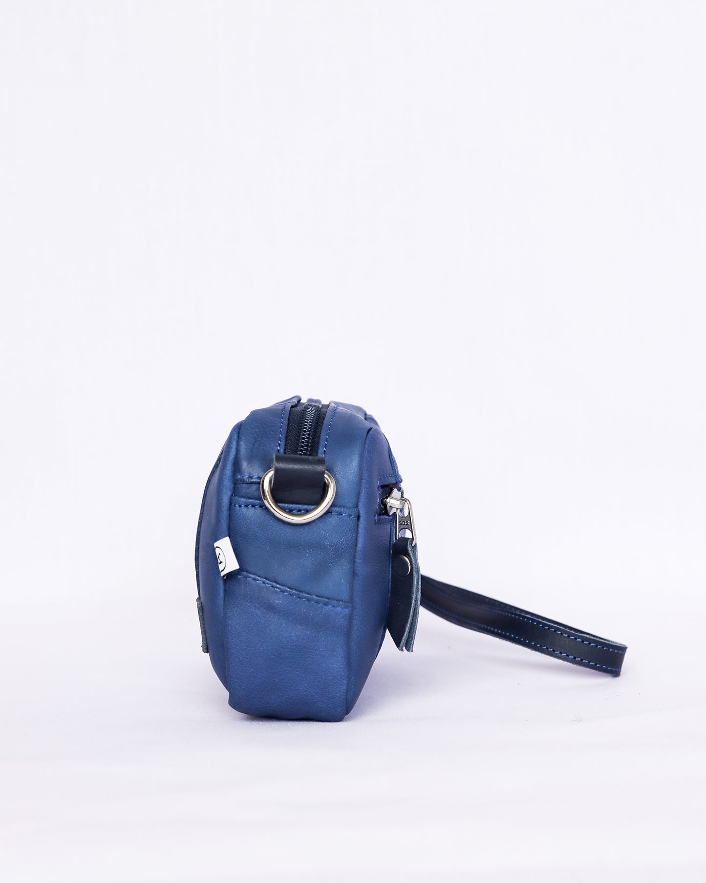 Blue Leather Crossbody Bag
