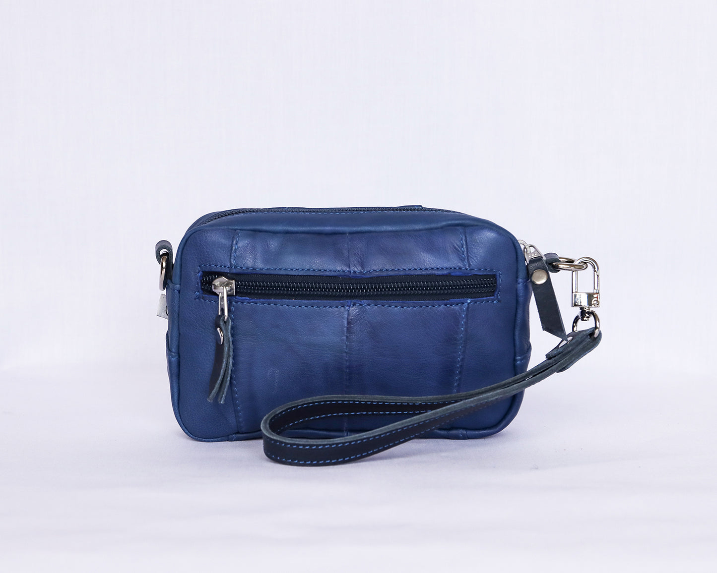 Blue Leather Crossbody Bag