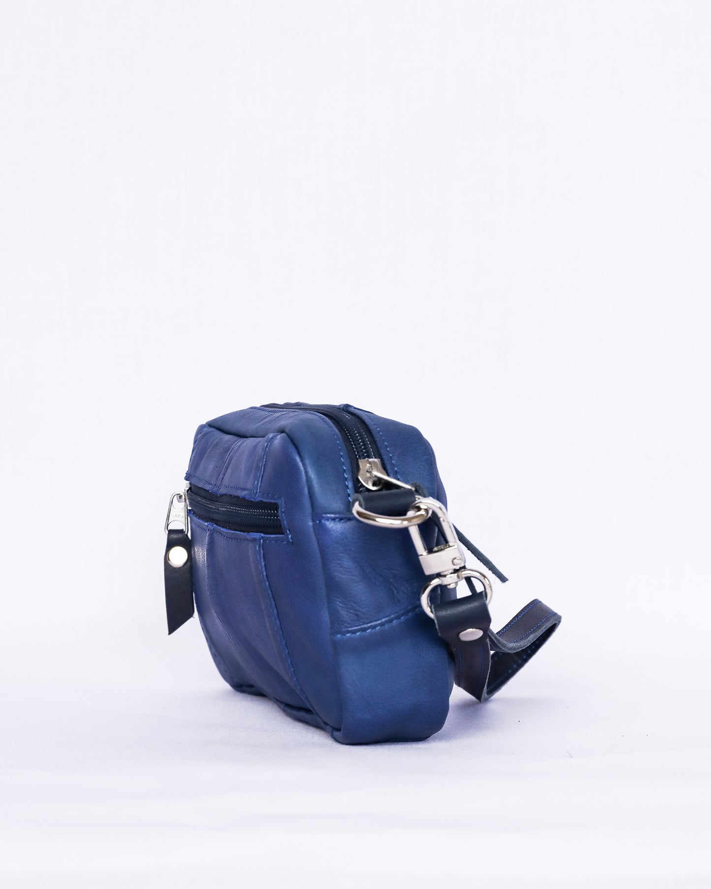 Blue Leather Crossbody Bag