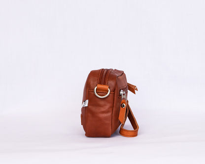 Burnt Amber Leather Crossbody Bag