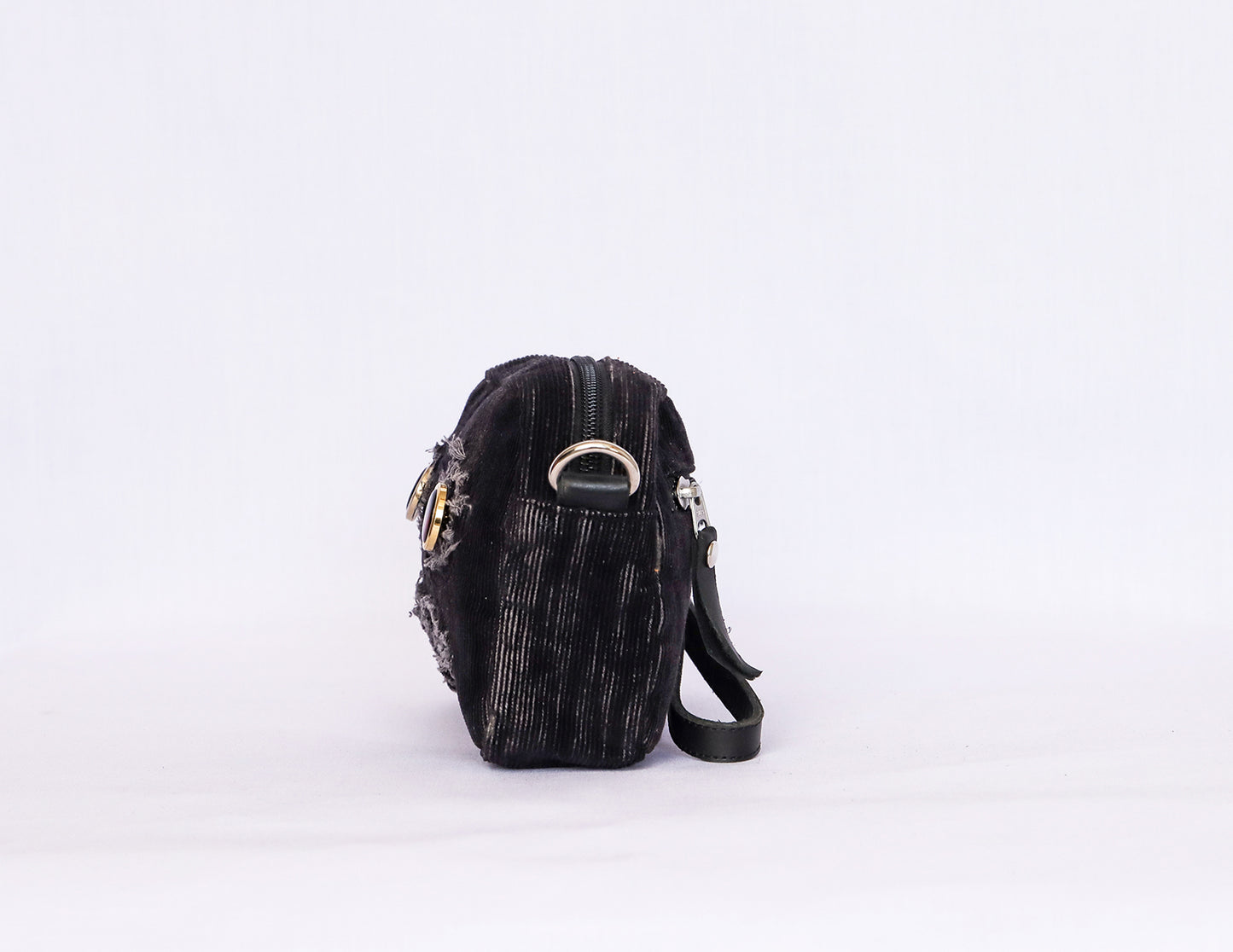 Black Owl Corduroy Crossbody Bag