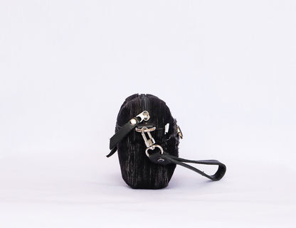 Black Owl Corduroy Crossbody Bag