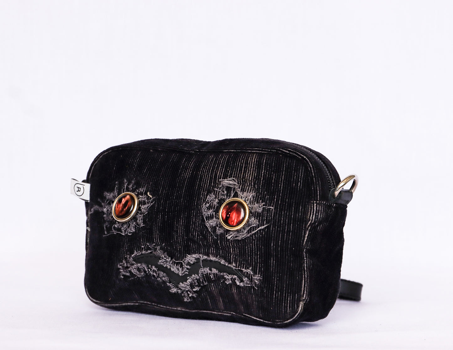 Black Owl Corduroy Crossbody Bag