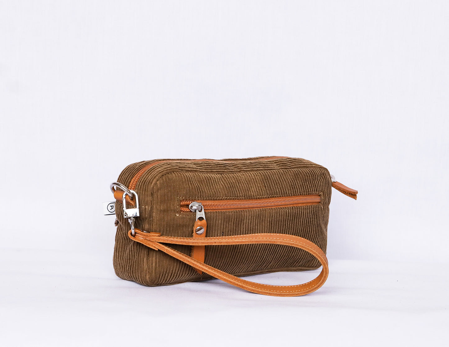 Brown [Distressed Eyes] Corduroy Medium Crossbody Bag