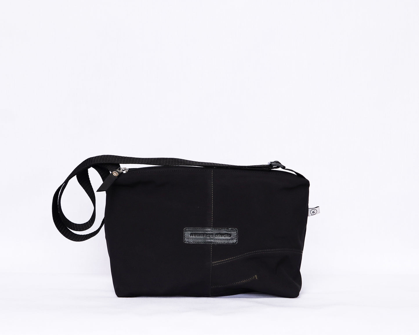 Black Double Zipped Sling Bag