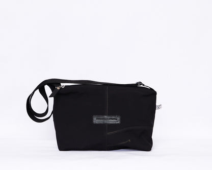 Black Double Zipped Sling Bag
