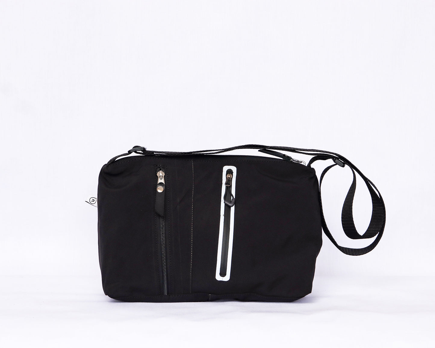 Black Double Zipped Sling Bag