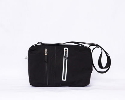 Black Double Zipped Sling Bag