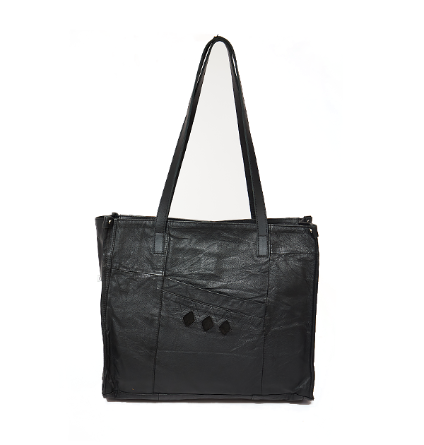 Jet Black Leather Office Tote