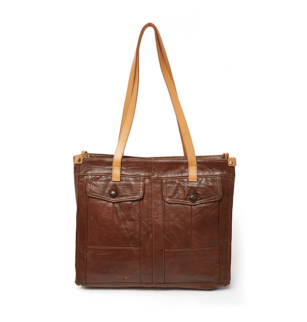 Pecan Leather Office Tote