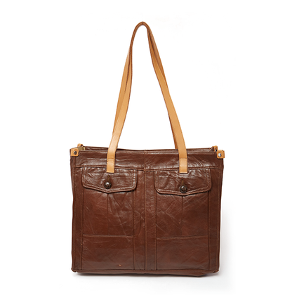 Pecan Leather Office Tote