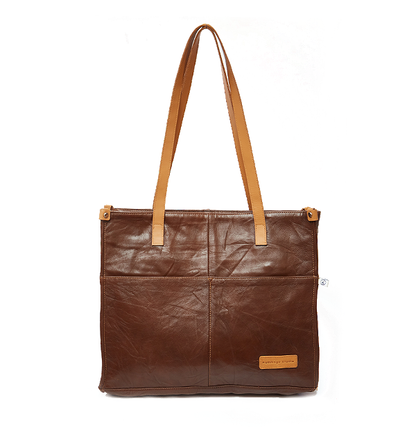 Pecan Leather Office Tote