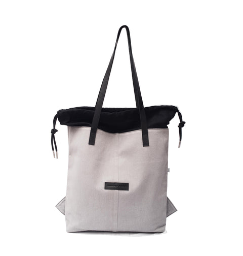 Slate Grey Denim Draw Tote Ext.