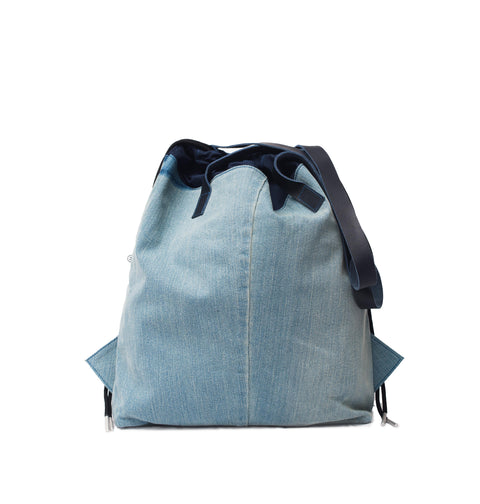 Sky Blue Denim Draw Tote Ext.