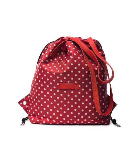 Red Polka Dot Print WB Draw Tote Ext.