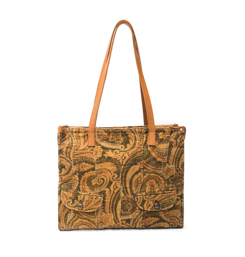 Floral Corduroy Office Tote