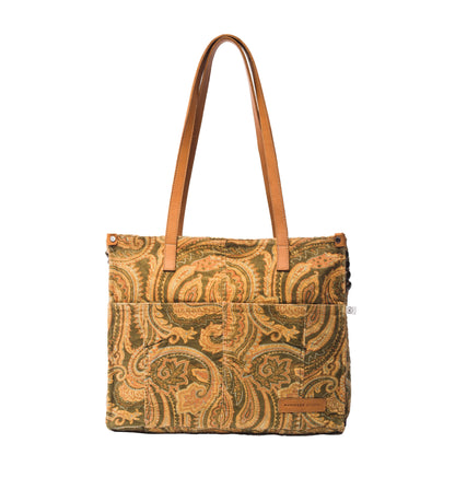 Floral Corduroy Office Tote