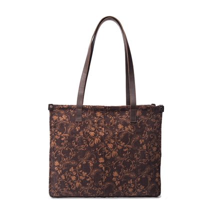 Floral Denim Office Tote
