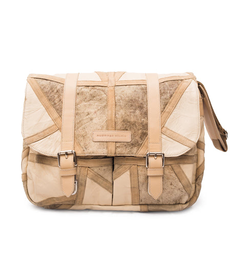 Caramel Patchwork Leather Messenger Bag