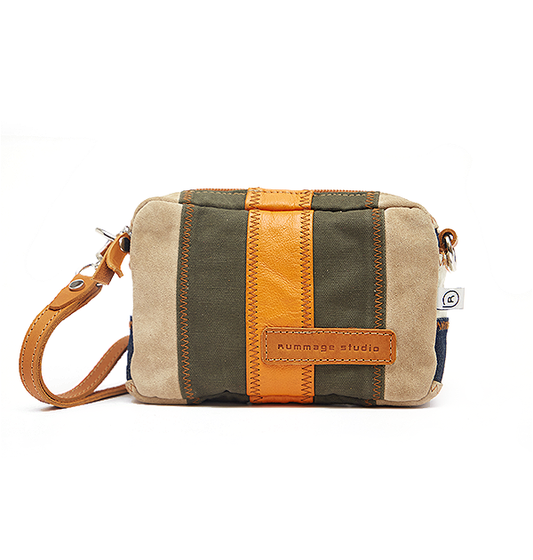 Zig Zag Strips Leather Crossbody Bag