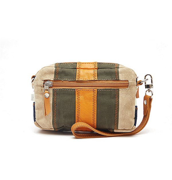 Zig Zag Strips Leather Crossbody Bag