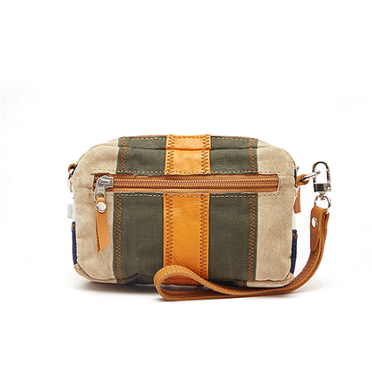 Zig Zag Strips Leather Crossbody Bag