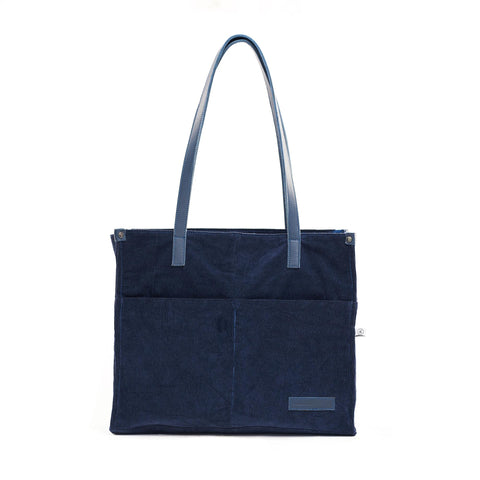 Corduroy Navy Office Tote