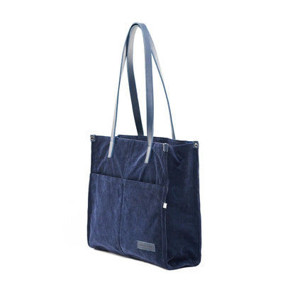 Corduroy Navy Office Tote