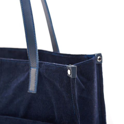 Corduroy Navy Office Tote