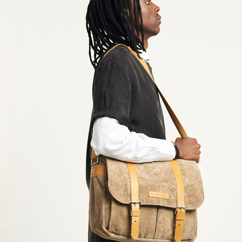 Corduroy Beige Messenger Bag